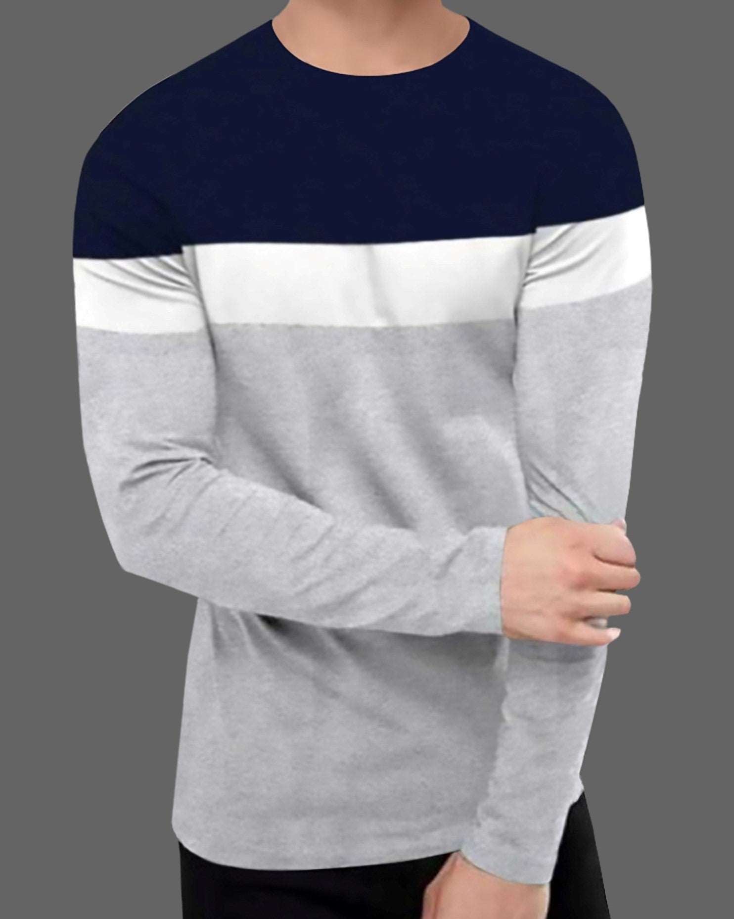 Color Blocked Full Sleeve T Shirt for men - FastColors