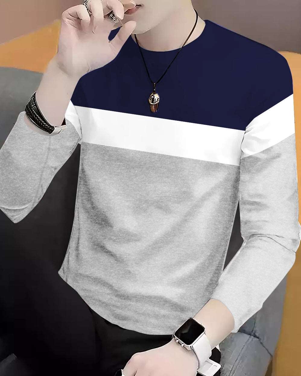 Color Blocked Full Sleeve T Shirt for men - FastColors