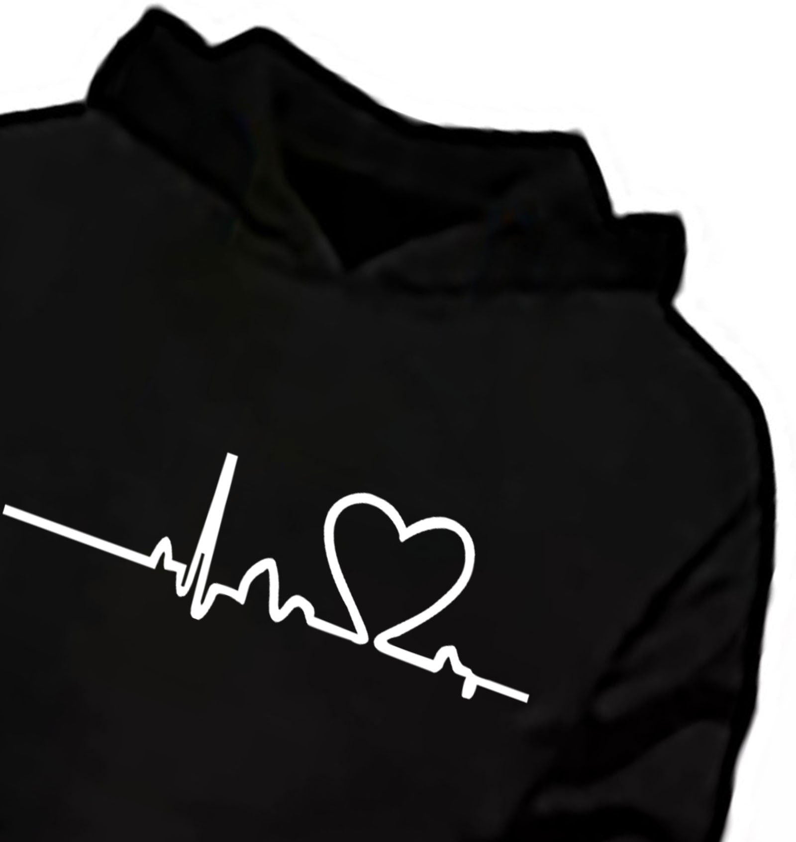 FastColor Black Heart Beat Hoodie T-Shirt - FastColors