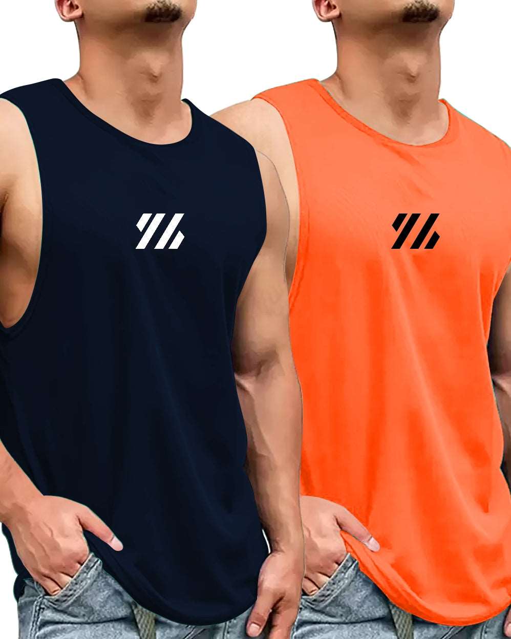 #color_Blue FastColors Box Printed Pack of 2 Vest - FastColors