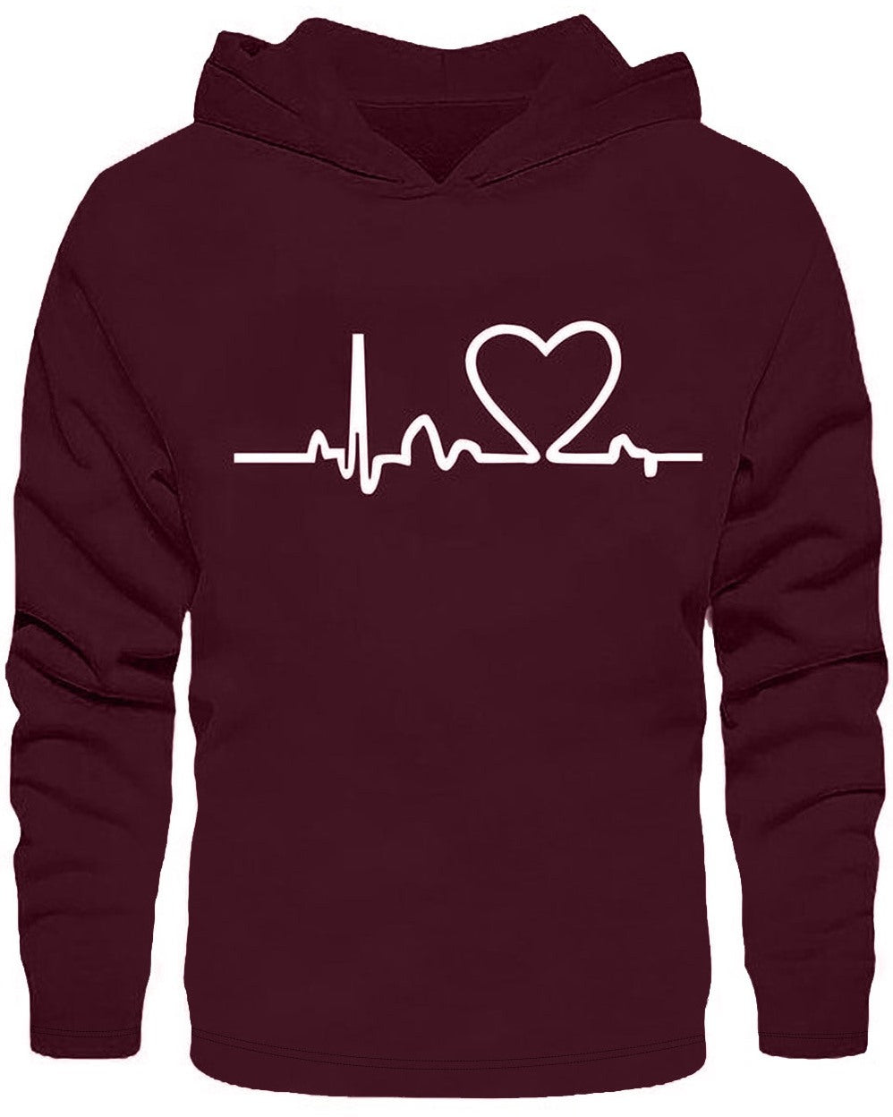 FastColors Maroon Heart Print Men Hooded Neck T-Shirt - FastColors