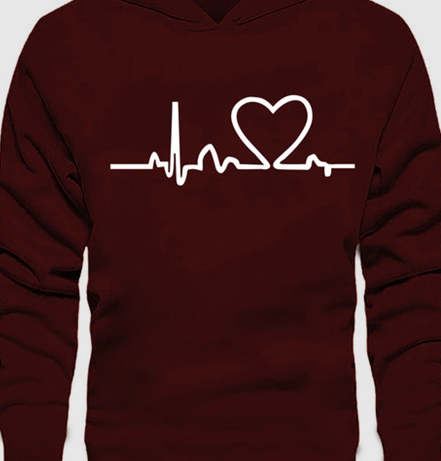 FastColors Maroon Heart Print Men Hooded Neck T-Shirt - FastColors