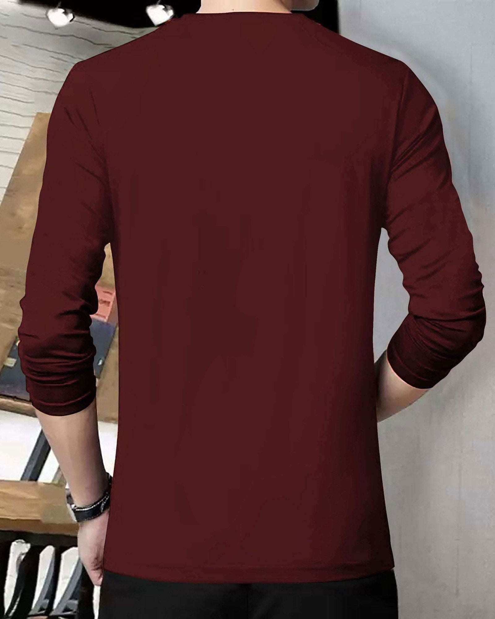 FastColors Maroon Printed full sleeve t shirt for men - FastColors - FastColors Typography Men Round Neck Maroon T-Shirt - FastColors - #tag1# - #tag2# - #tag3# - 