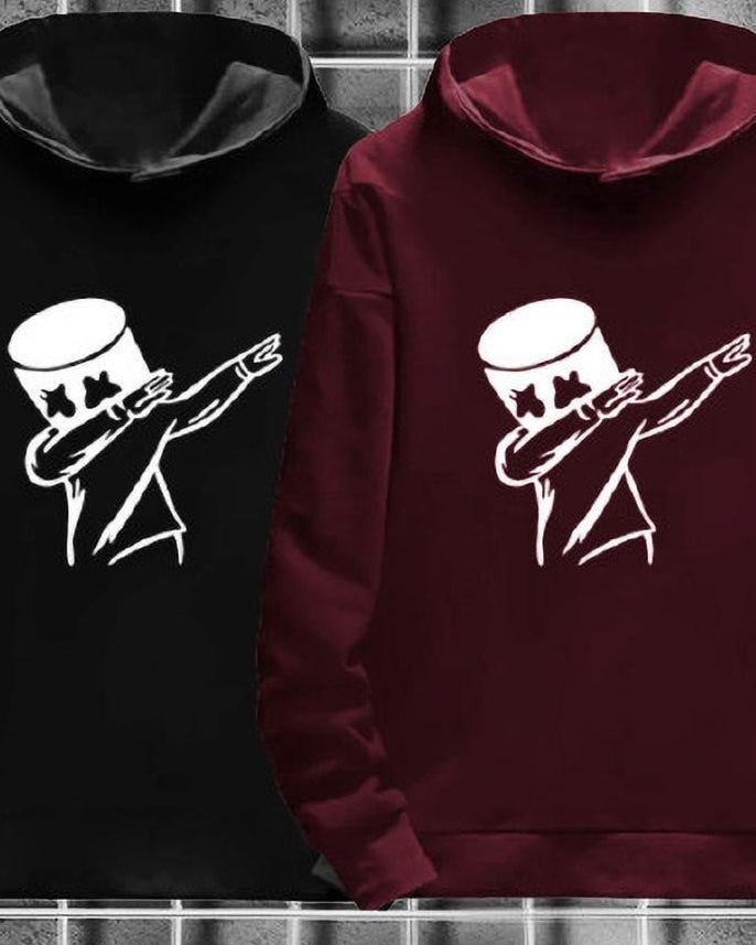 FastColors Printed Men Hooded Neck Black, Maroon T-Shirt - FastColors