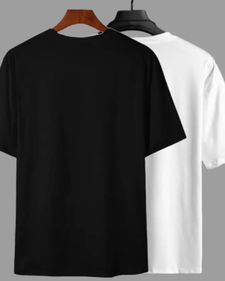FastColors Printed Men Round Neck Black, White T-Shirt - FastColors
