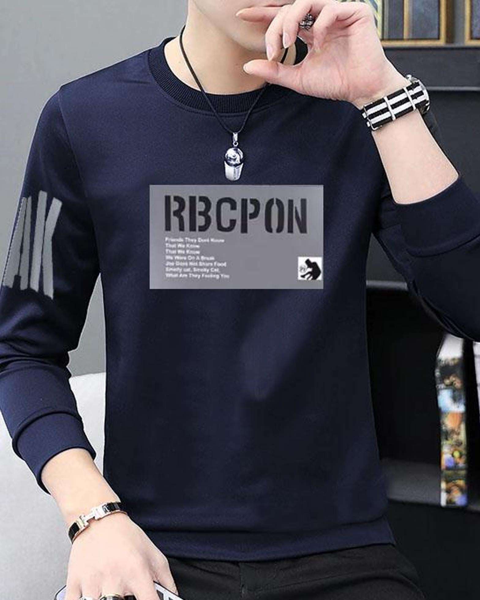 FastColors Printed, Typography Men Round Neck Navy Blue T-Shirt - FastColors
