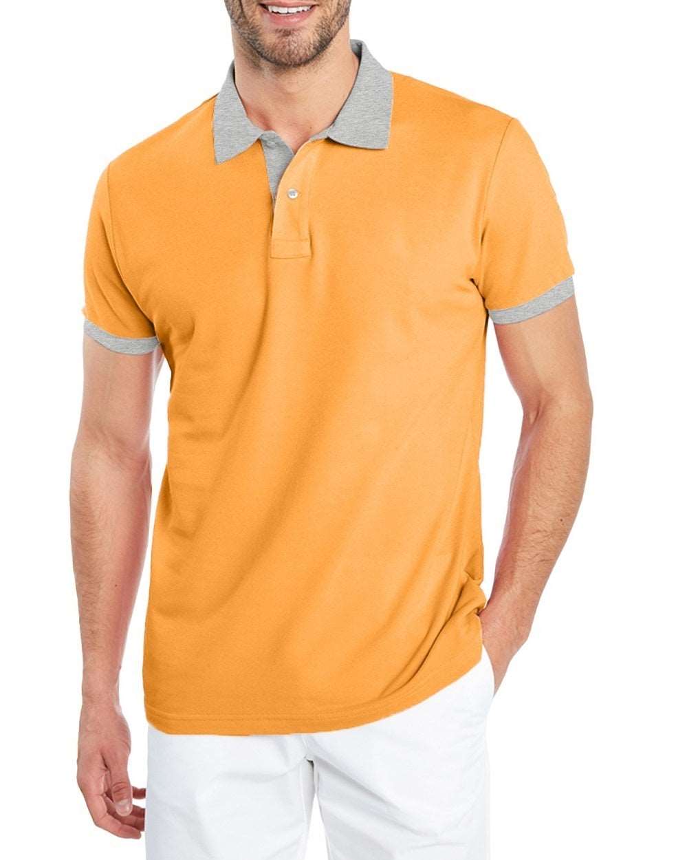 Solid Men Polo Neck half sleeve t shirt for men S / Yellow