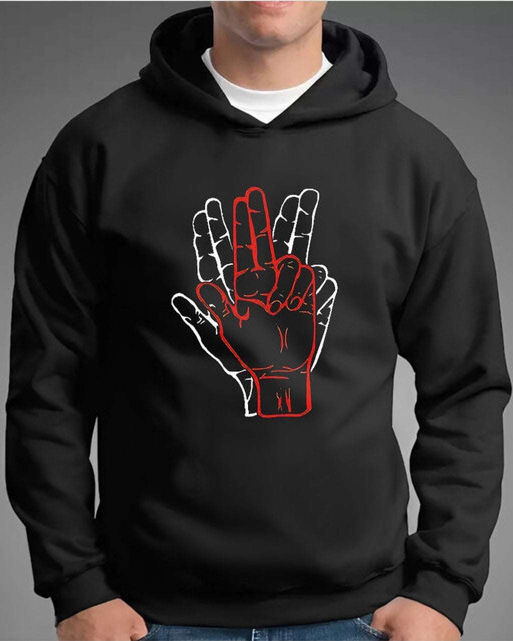 #color_Black Full Printed Hooded Sweatshirt - FastColors