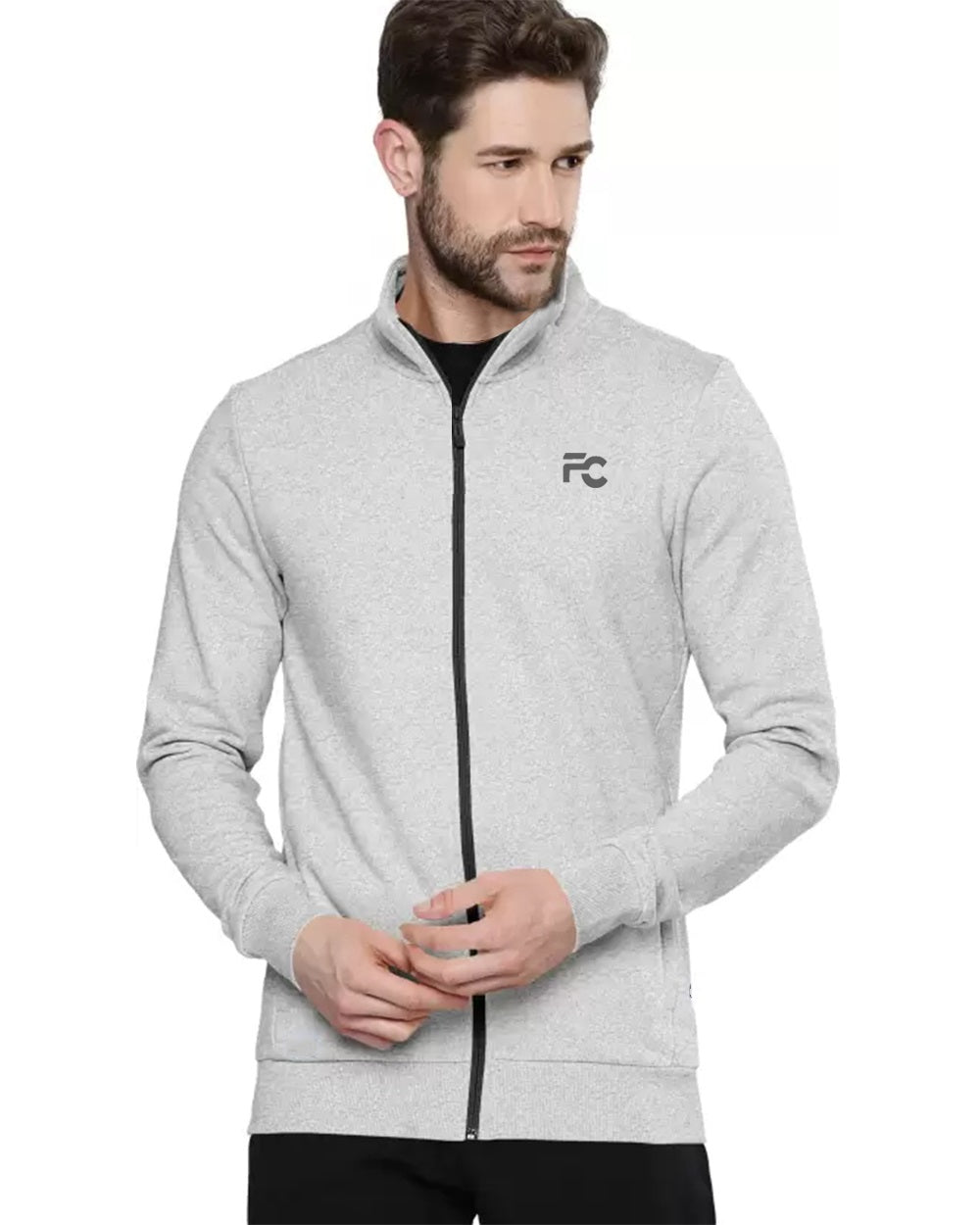 Full Sleeve Grey Zipper Men Jacket - FastColors