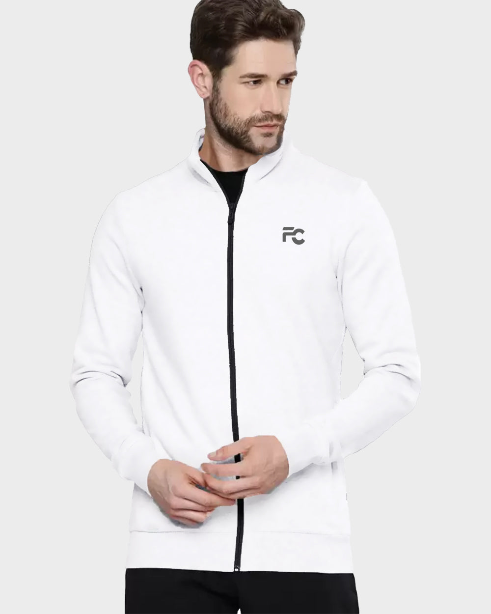 Full Sleeve White Solid Men Jacket - FastColors