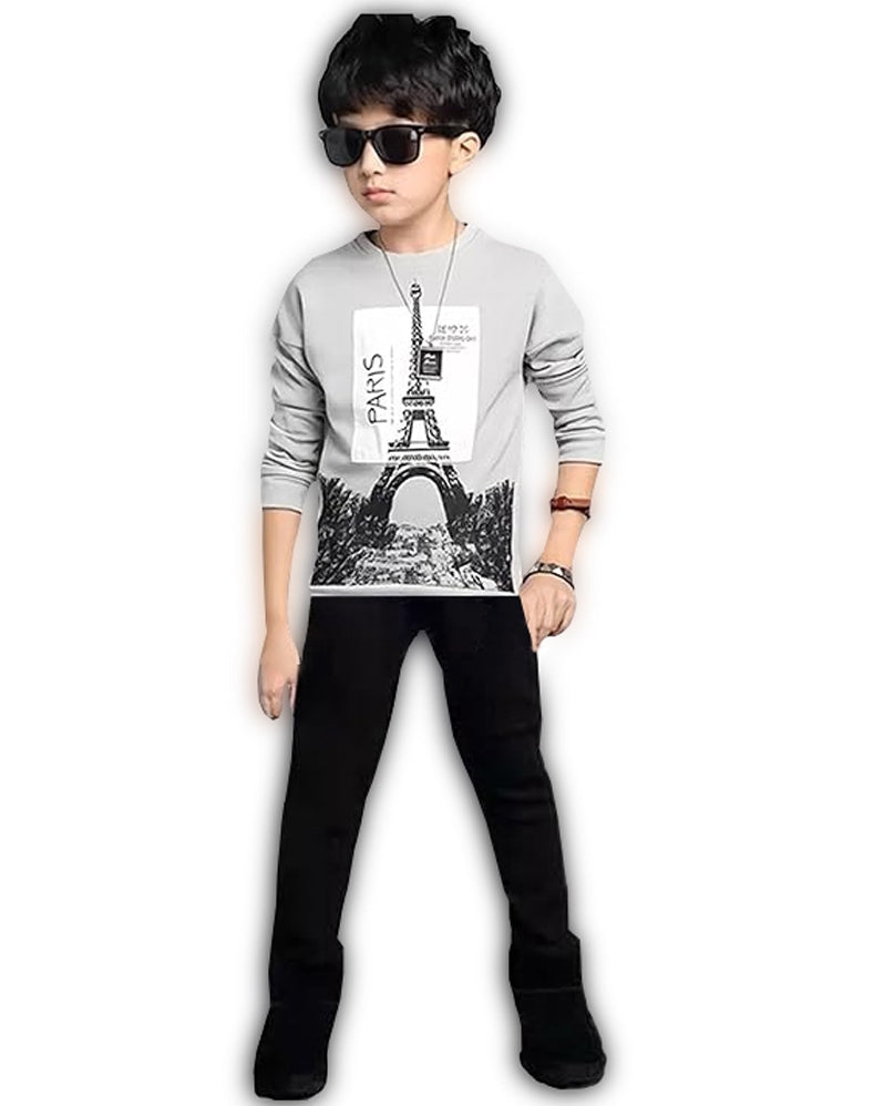 Grey T Shirt and Black Track Boys Combo Set - FastColors