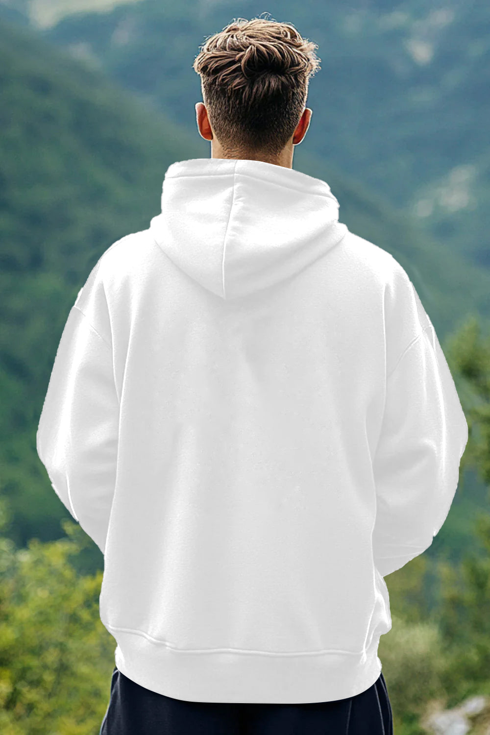 Palm Tree Hoodie Neck Sweatshirt for Men-White-BACK