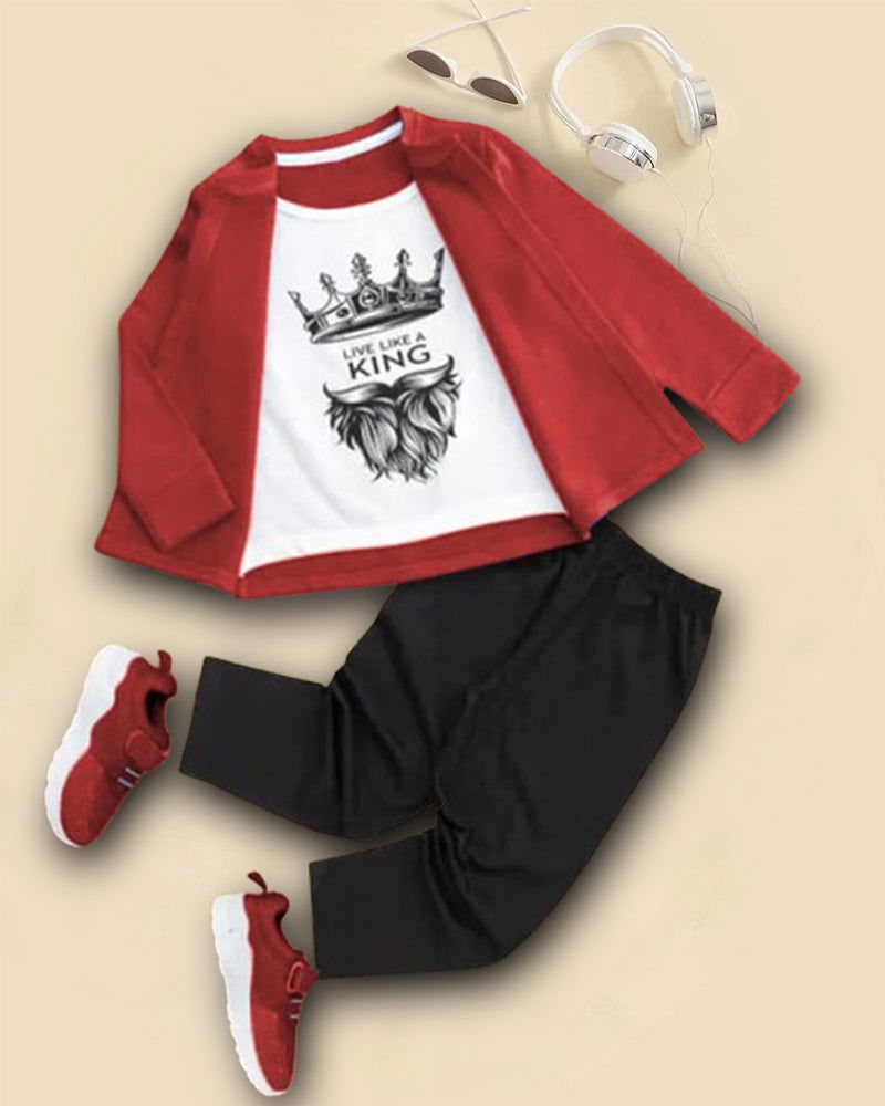 KIng OverCoat Boys Tshirt and Track Pant combo - FastColors