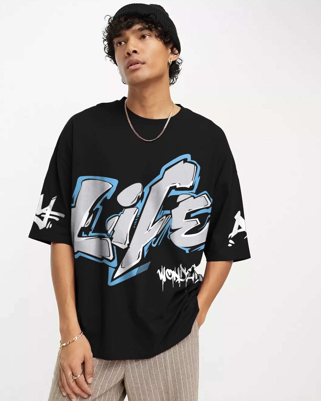 #color_Black LIFE Mens Oversize Tshirt - FastColors