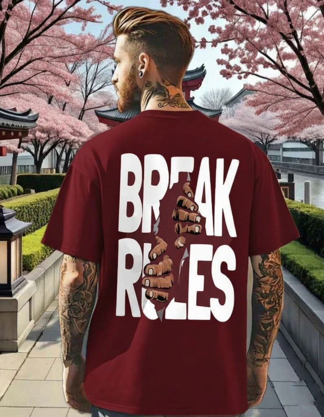Men Graphic Print Round Neck Cotton Blend T-Shirt