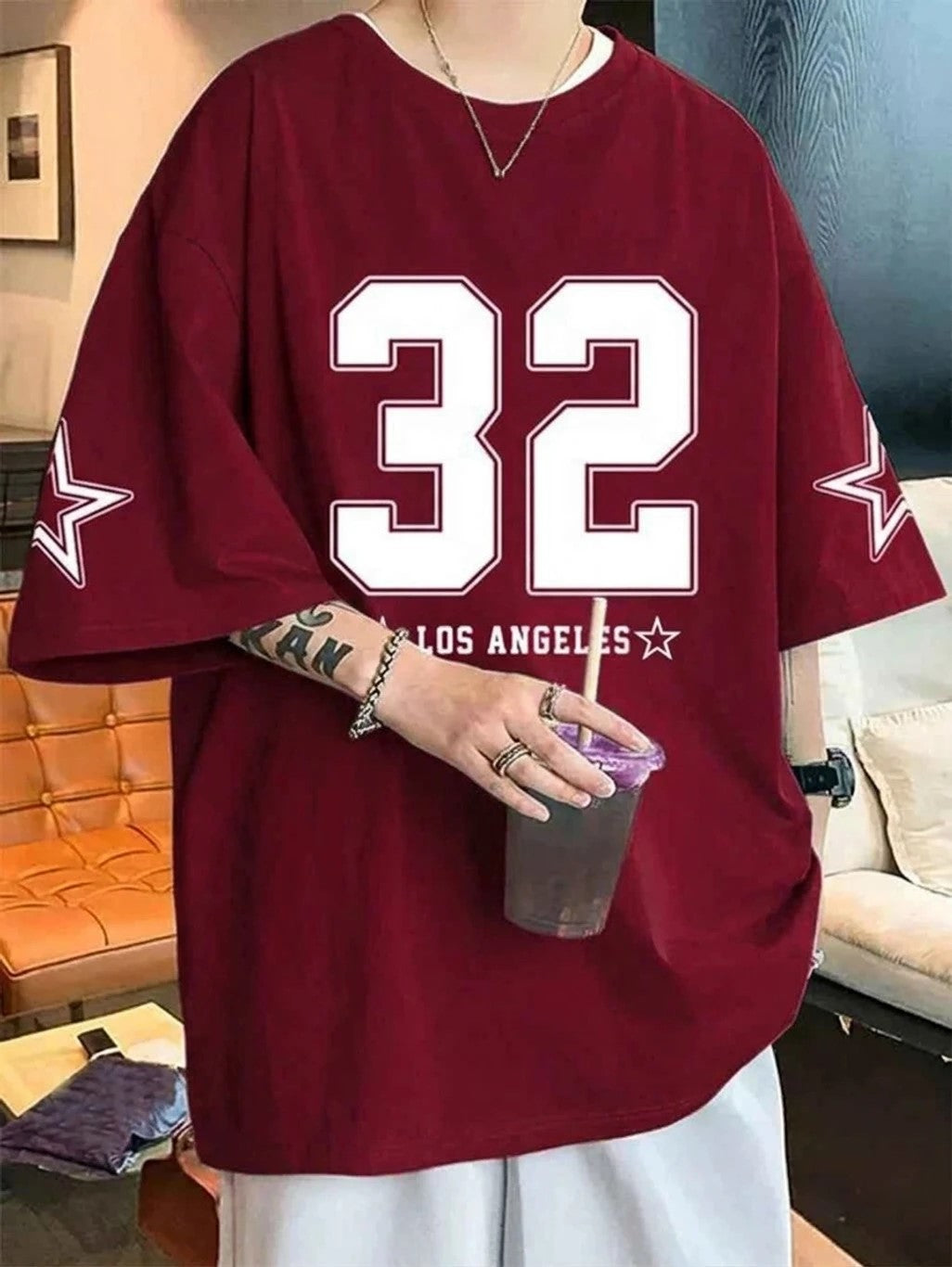 Men Graphic Print Round Neck Cotton Blend T-Shirt