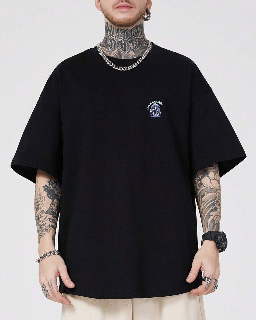 Mens Back Print Oversize Black Tshirt - FastColors