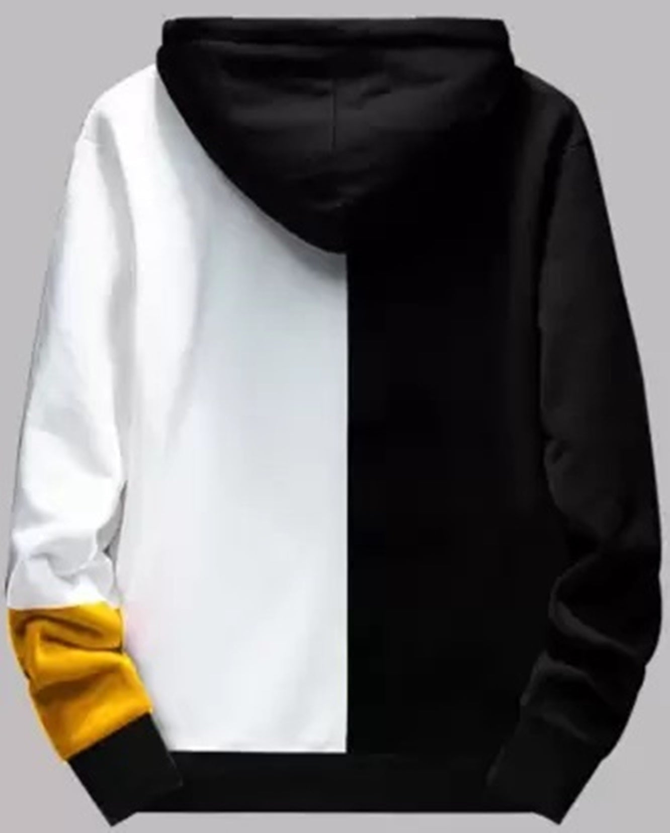 Multi Colored Color Blocked Hoodie Sweatshirt - FastColors #color_Mustard