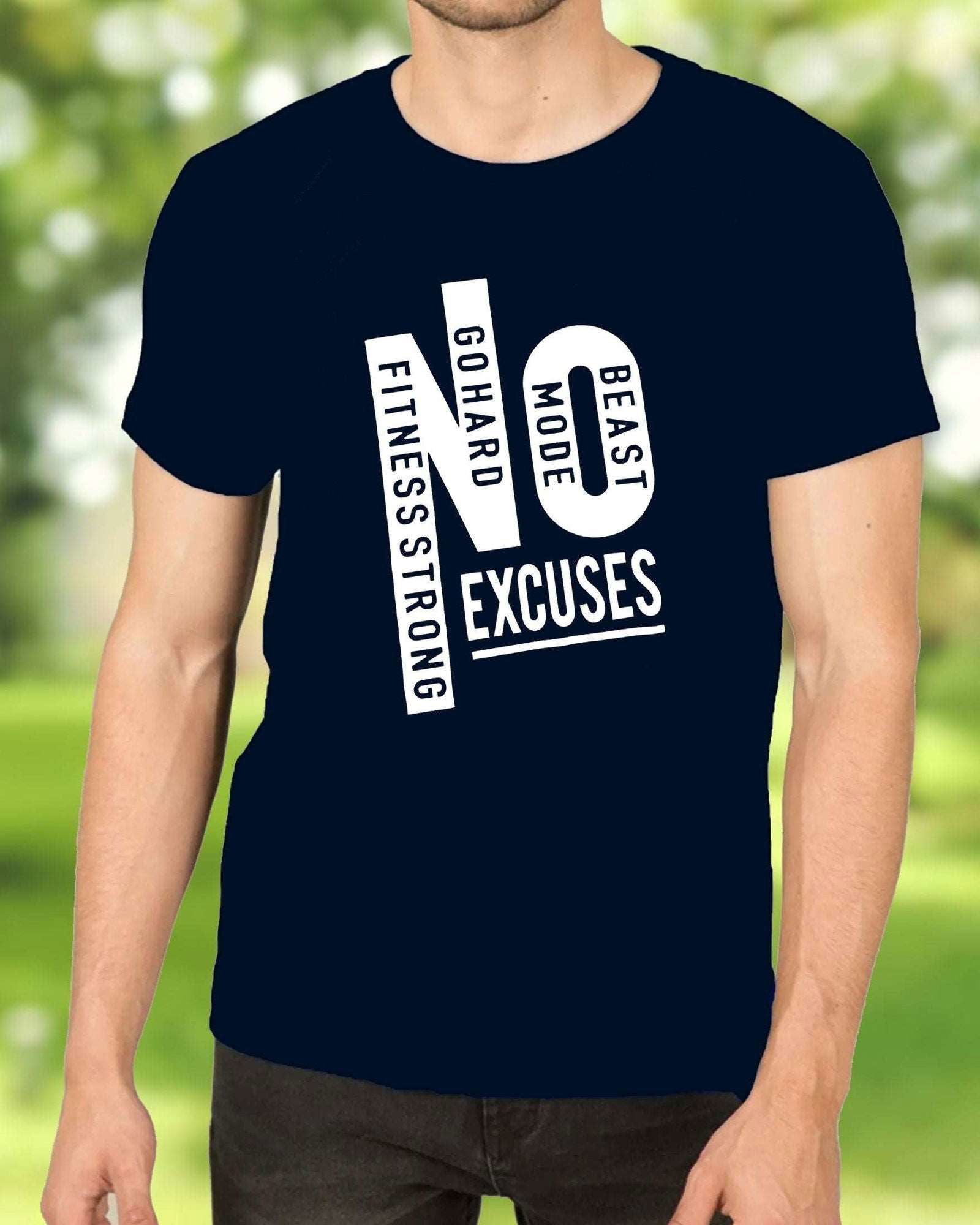 NO EXCUSES half sleeve t-shirt for men - FastColors - NO EXCUSES Half Sleeve Printed T-Shrit - FastColors - #tag1# - #tag2# - #tag3# -