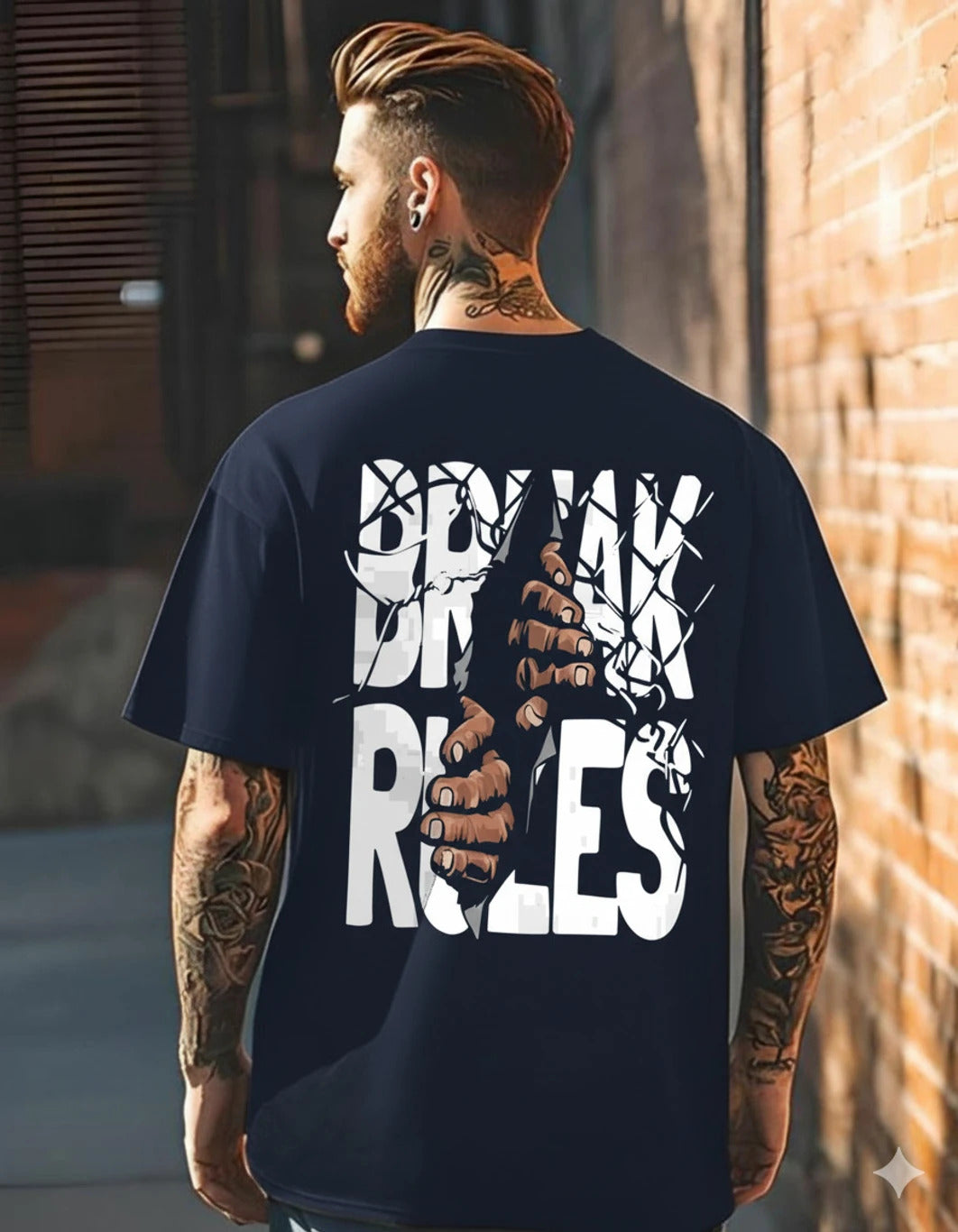 Men Graphic Print Round Neck Cotton Blend T-Shirt