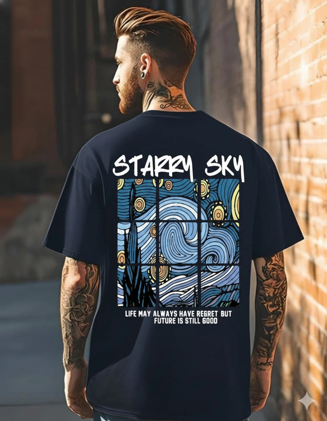 Men Graphic Print Round Neck Cotton Blend T-Shirt