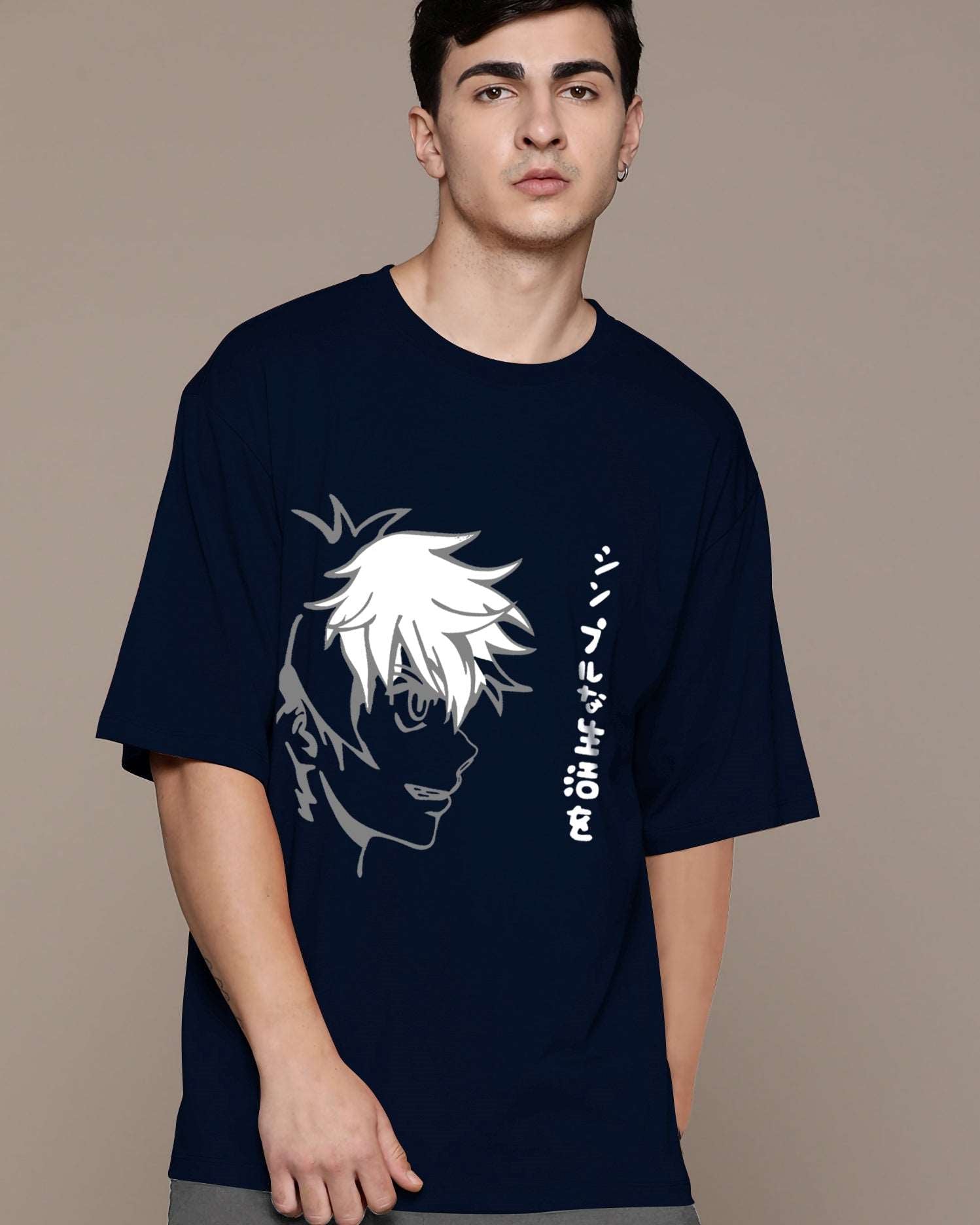 Naruto Navy Blue Polyester Oversize Tshirt - FastColors