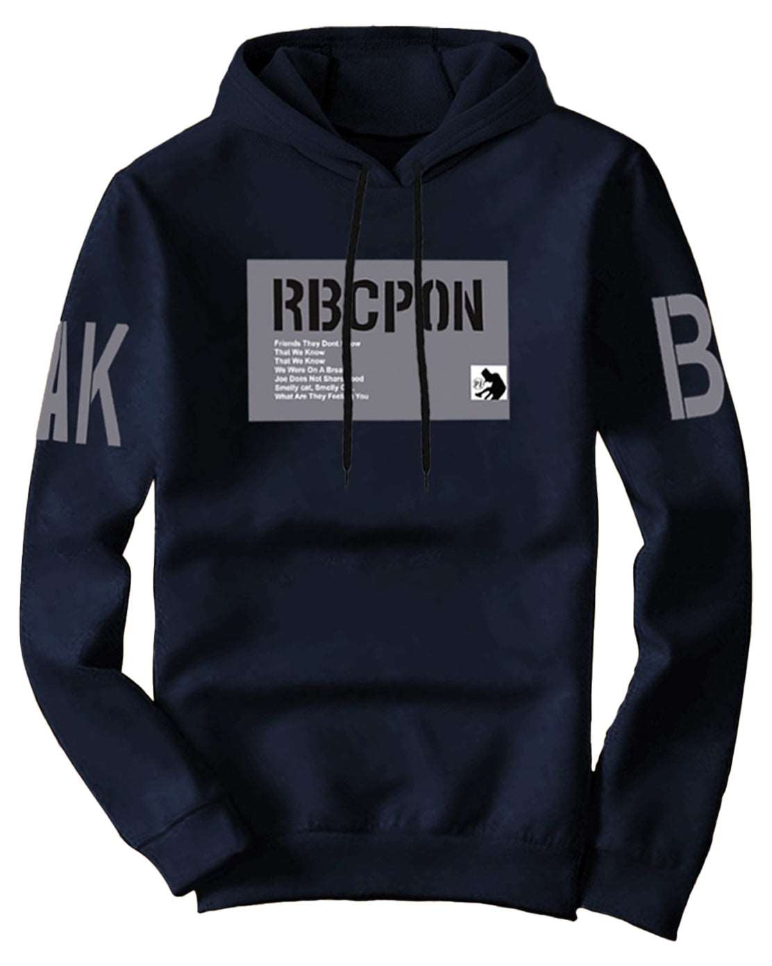 Navy Blue Mens Printed Hoodie SweatShirt - FastColors