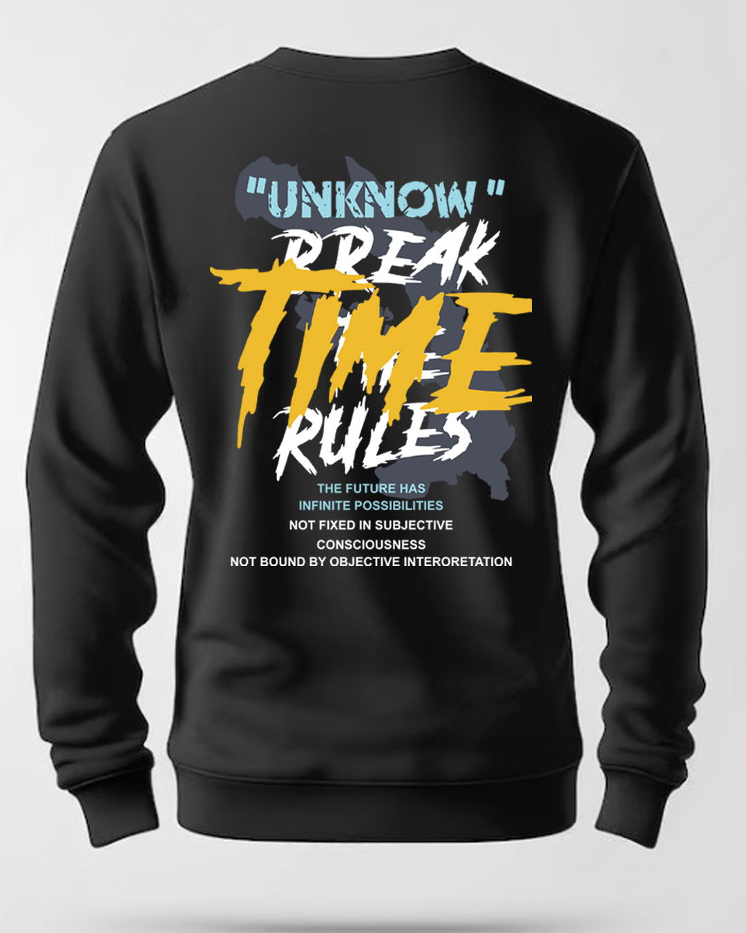 Printed Crew Neck Sweater/Black - FastColors - Printed Round Neck Sweatshirts Black - #tag1# - #tag2# - #tag3# - 