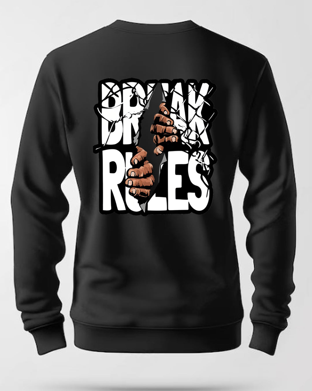 Printed Crew Neck Sweater/Black - FastColors - Printed Round Neck Sweatshirts Black - #tag1# - #tag2# - #tag3# - 