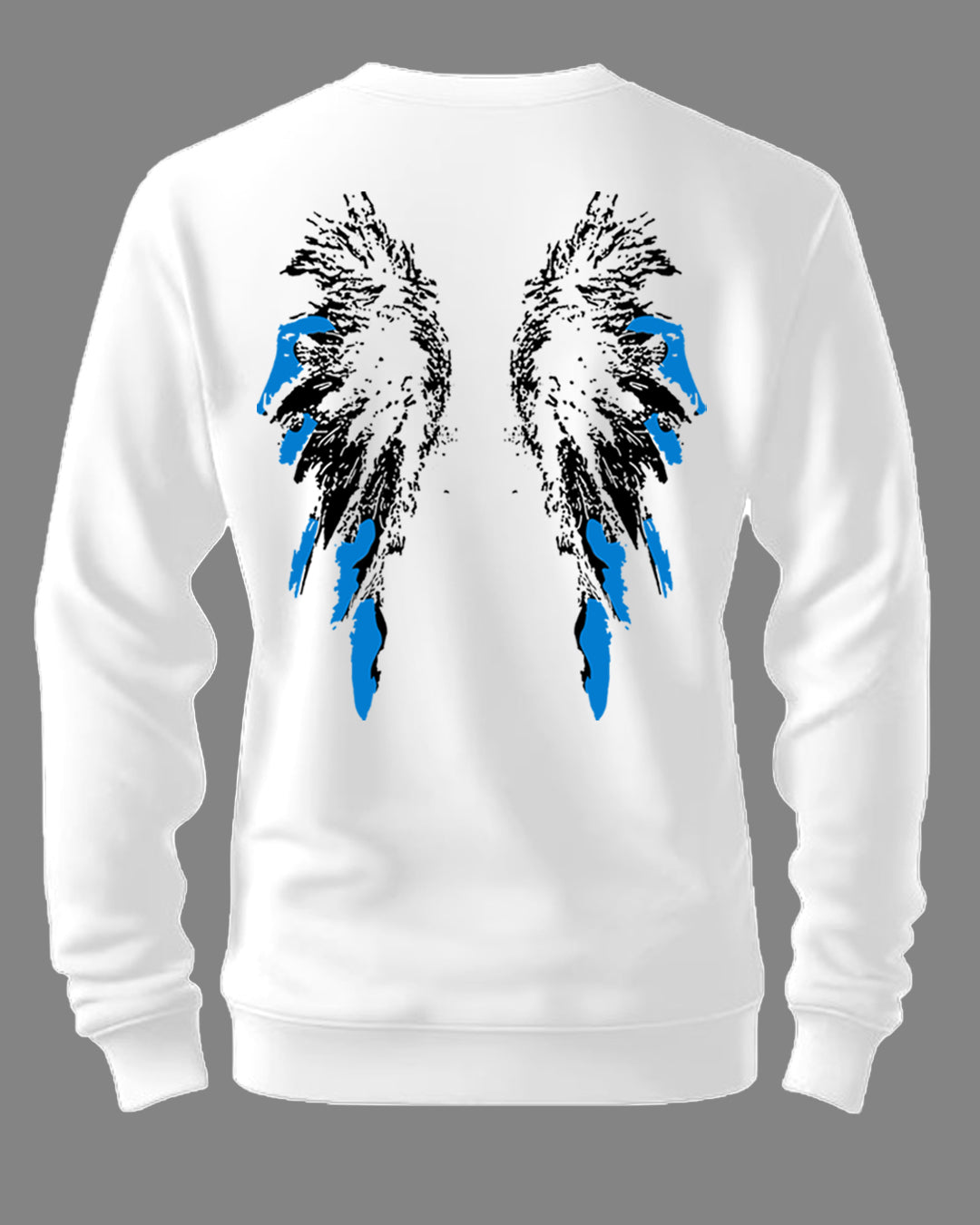 Printed Crew Neck Sweater/White - FastColors - Printed Round Neck Sweatshirts White - #tag1# - #tag2# - #tag3# - 