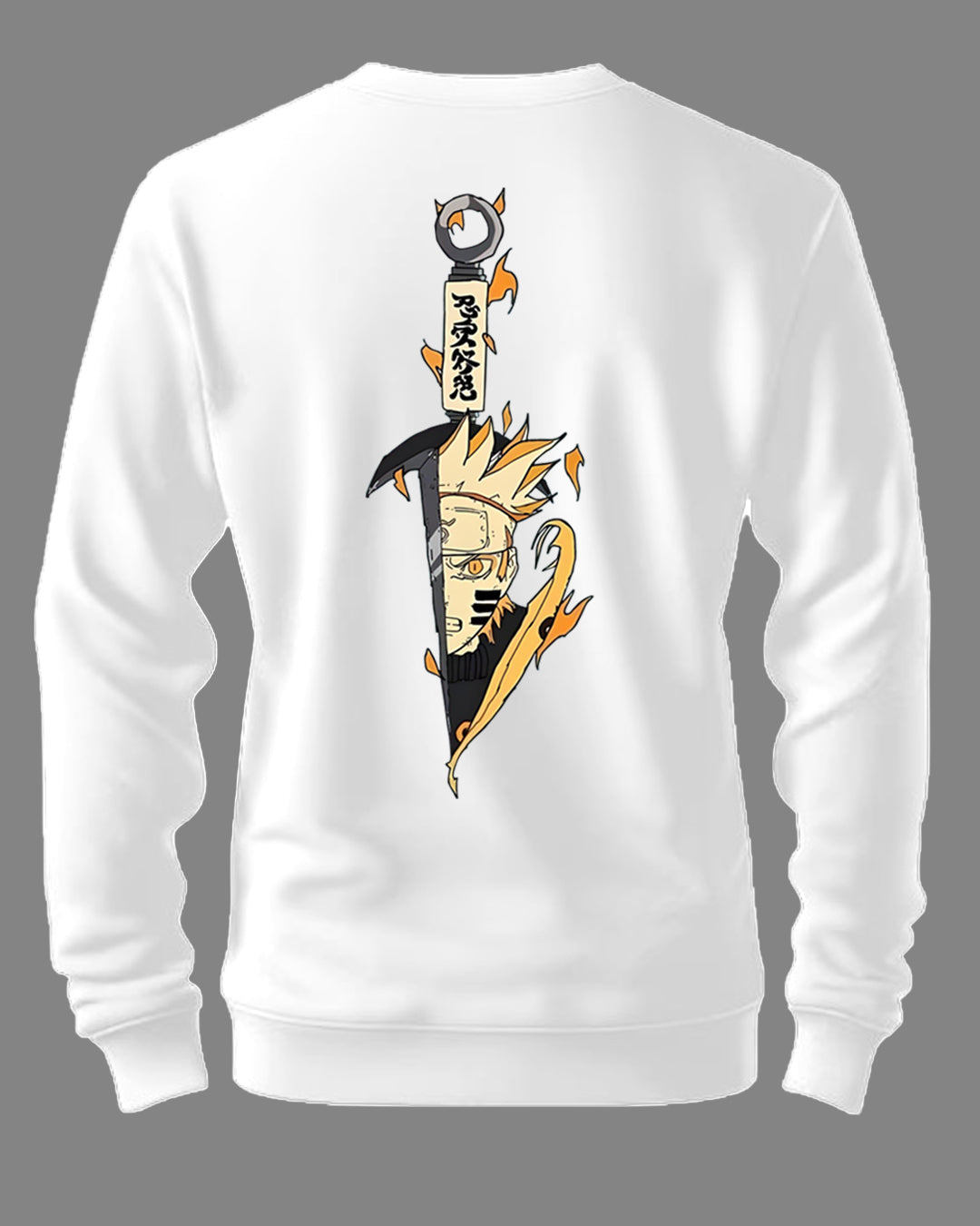 Printed Crew Neck Sweater/White - FastColors - Printed Round Neck Sweatshirts White - #tag1# - #tag2# - #tag3# - 