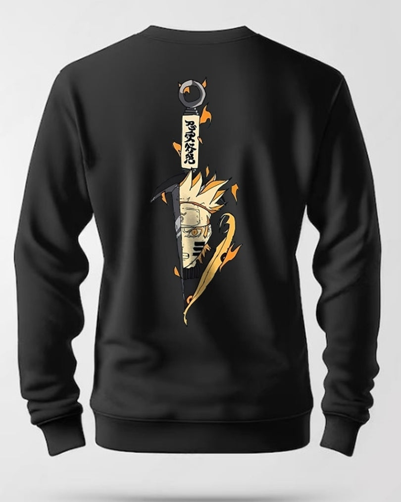 Printed Crew Neck mens sweatshirts / Black