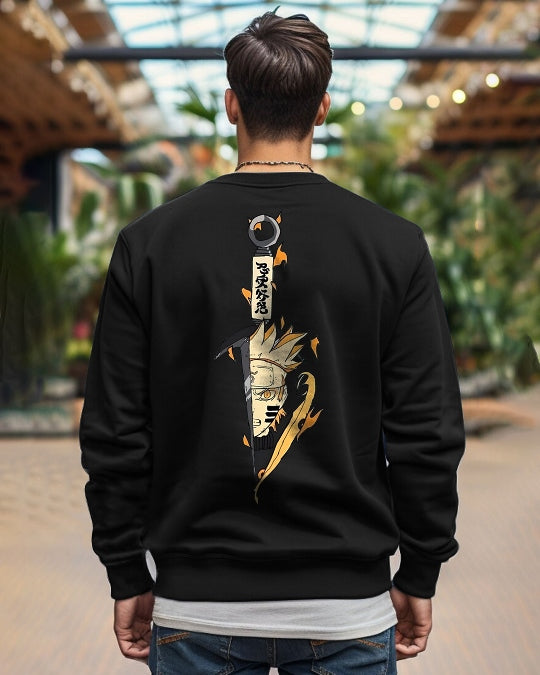 Printed Crew Neck mens sweatshirts / Black