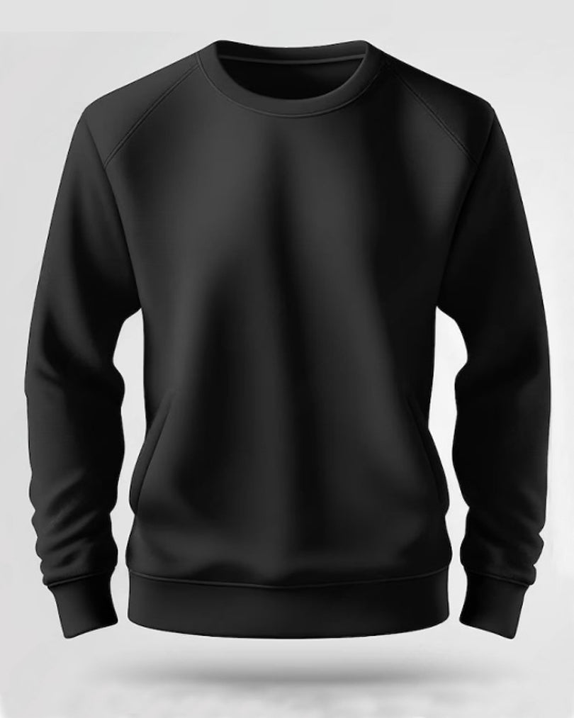 Printed Crew Neck mens sweatshirts / Black