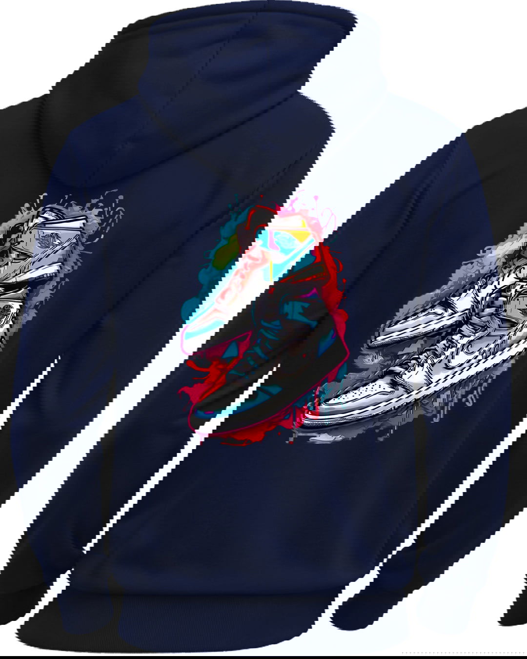 Printed Hooded Neck Sweatshirt/Navy - FastColors - Printed Hooded Neck Sweatshirts Navy - #tag1# - #tag2# - #tag3# - 