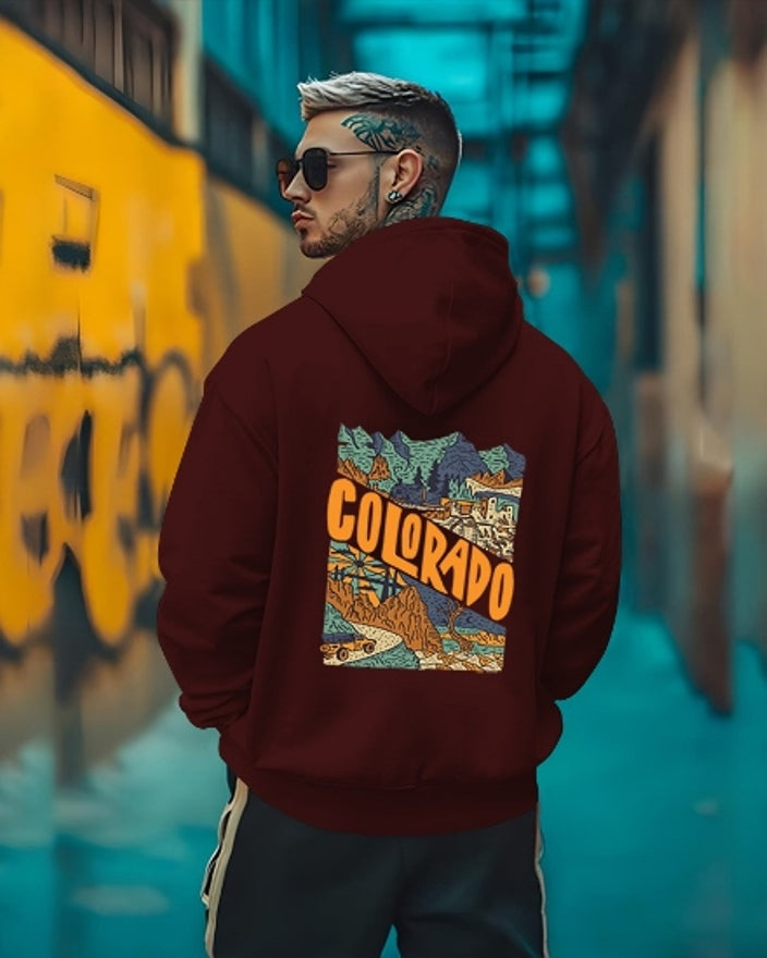 Printed hoodies for men/Maroon