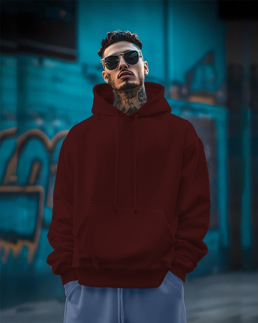 Printed oversized hoodie Sweatshirt/Maroon