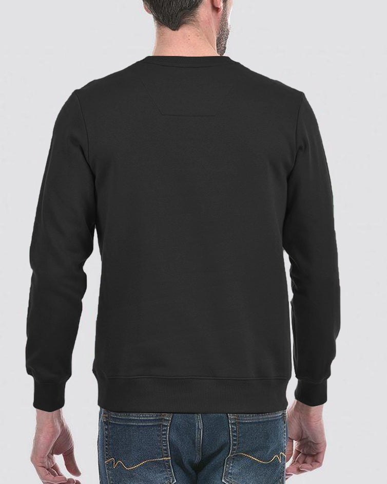 Palm Tree Round Neck Sweatshirt for Men-Black-BACK