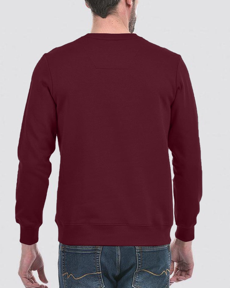 Palm Tree Round Neck Sweatshirt for Men-Maroon-BACK