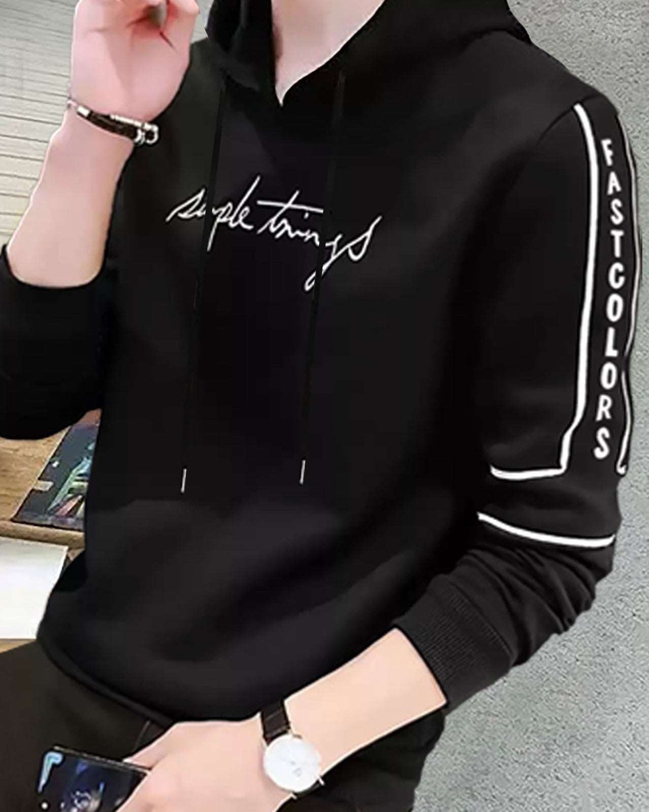 Simple Things Black sweatshirts hoodies for men - FastColors - #color_Black Simple Things Pullover hoodie Sweatshirt - FastColors - #tag1# - #tag2# - #tag3# - 