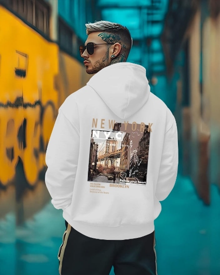 Stylish Printed hoodies for men/White