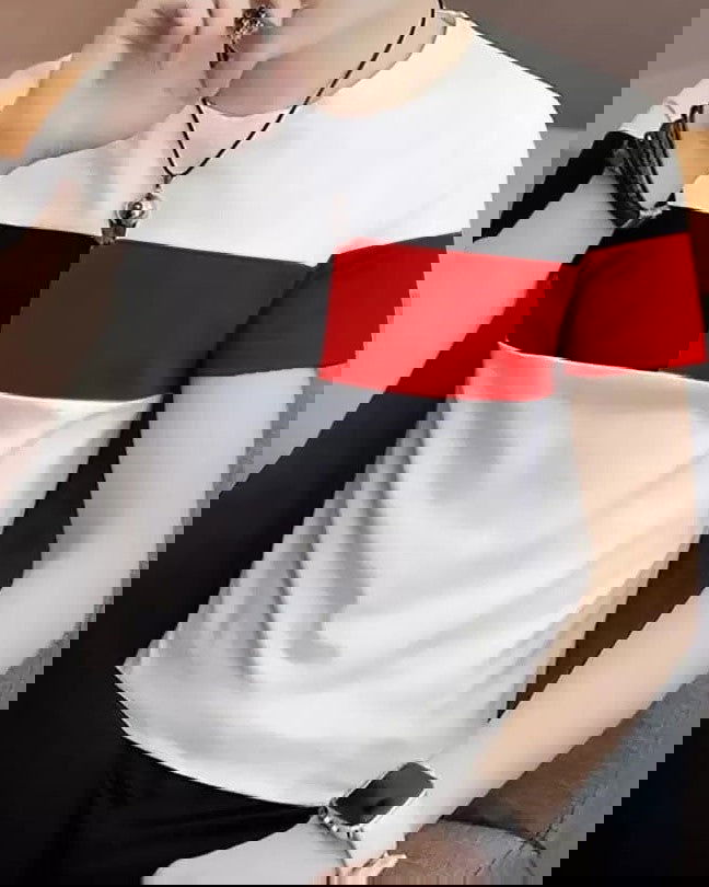 White Color Blocked half sleeve t-shirt for men - FastColors - White Color Blocked Half Sleeve T-Shirt - FastColors - #tag1# - #tag2# - #tag3# -