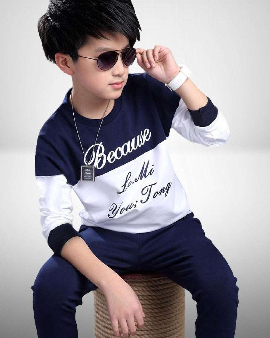 fastcolors-Colorblocked Navy Boys T Shirt - FastColors