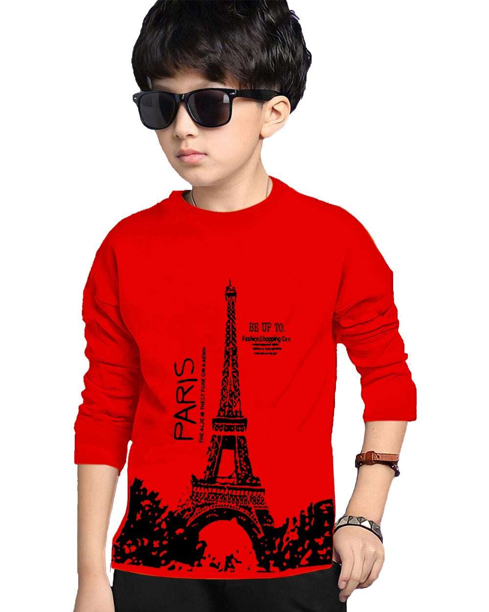 fastcolors-Paris-Red-printed-kidstshirt - FastColors