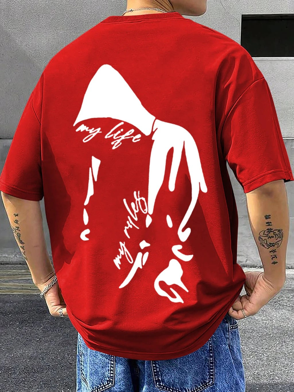 Men Graphic Print Round Neck Cotton Blend  T-Shirt